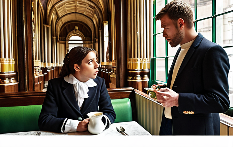 **Image of a bewildered tourist in London, ordering "herb tea" with a strong 'H' pronunciation, being looked at strangely by a waiter.** (This captures the pronunciation differences and potential for misunderstanding.)