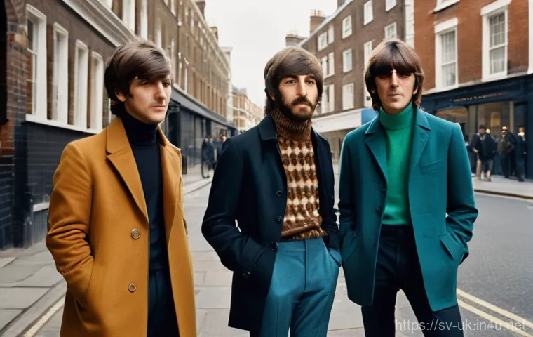 비틀즈 음악사적 의미 - **Prompt:** A whimsical and highly detailed illustration inspired by the mid-1960s psychedelic era, ...