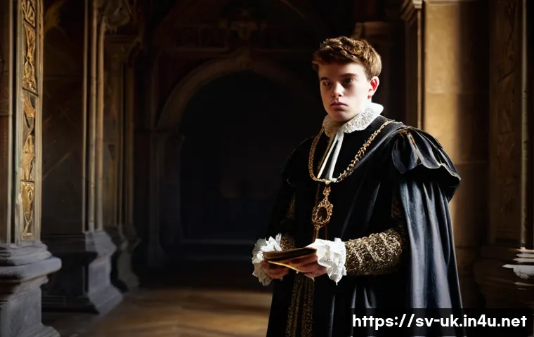 셰익스피어 작품별 특징 - **Prompt:** A somber, contemplative young man, dressed in opulent yet subtly worn Elizabethan court ...