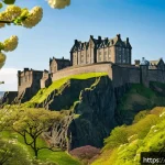 Home 19 에든버러 성 역사와 전설 - A majestic view of Edinburgh Castle perched atop the volcanic Castle Rock during a bright spring mor...