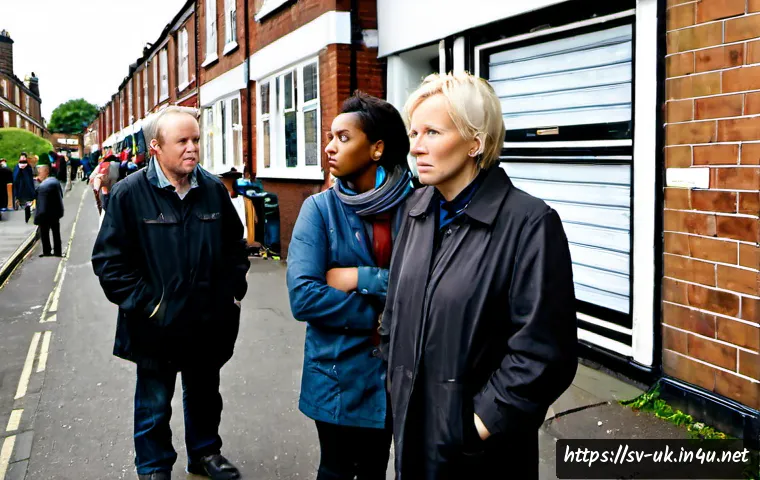Home 17 2011년 런던 폭동 원인 - Photorealistic documentary-style London street scene in 2011, diverse working-class residents standi...
